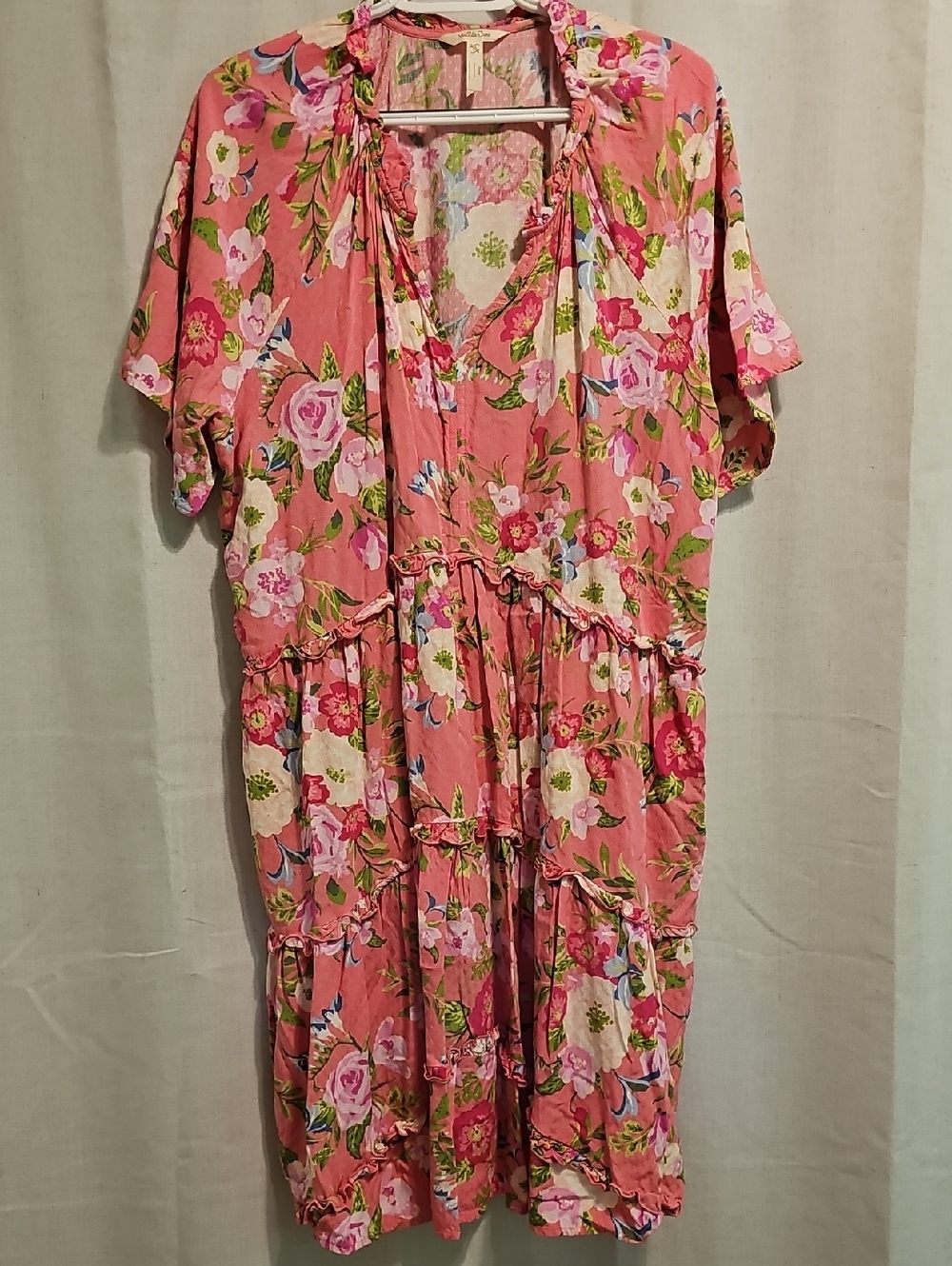 Matilda Jane Coral Pink Floral Tiered Midi Dress